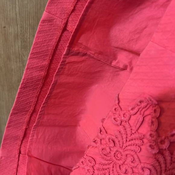 Boden Dress, Coral Pink Sheath with Eyelet Crocheted Detail, Size 10L - Picture 6 of 8